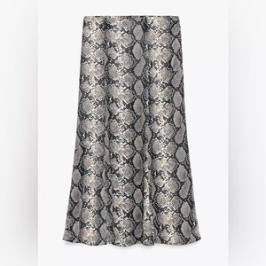 ZARA SATIN SNAKE PRINT SKIRT
